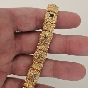 Elegant Ross Simons Etruscan 18k Gold Vermeil Semi Precious Stone Bracelet 7"
